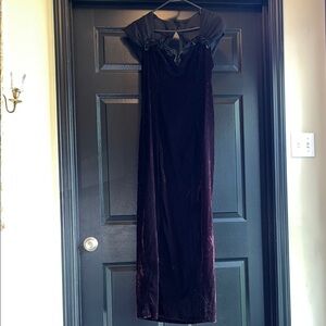 Elegant 90’s Purple Velvet Dress with Sheer Accents